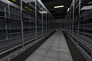 Obraz premium Blackout in Modern Data Center Server Room