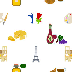 Seamless pattern with  french icons  for your design