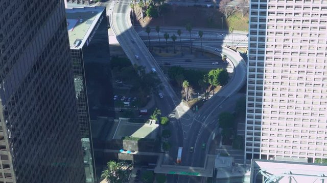 High Angle Overview of Freeway Ramp in Downtown Los Angeles -Version 1-