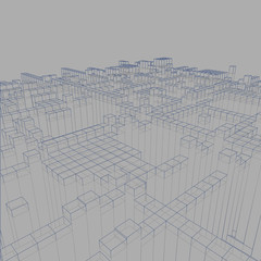 abstract geometric background - 3d illustration. Wireframe. Perspective.