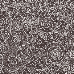 Abstract drawn with curls vector seamless texture. Wallpaper, ba