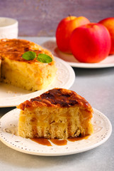 Apple cake with caramel sauce