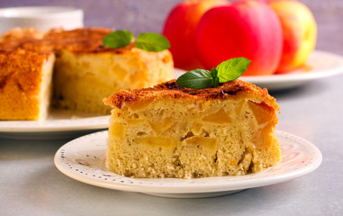 Apple cake served on plate