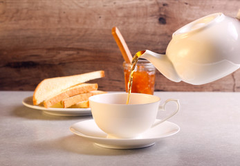 Pouring black tea