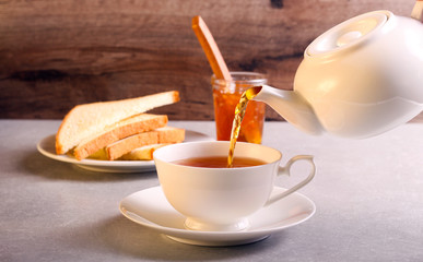 Pouring black tea