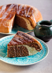 Marble cake with lemon icing