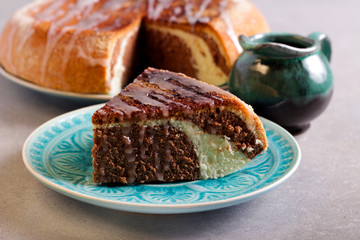 Marble cake with lemon icing