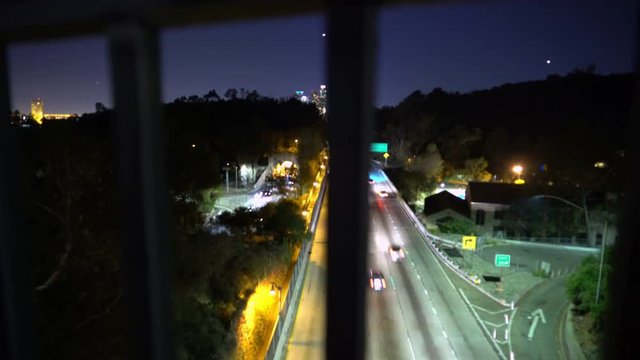 Tracking Shot of 110 Freeway in Downtown LA -Dolly Down Right-