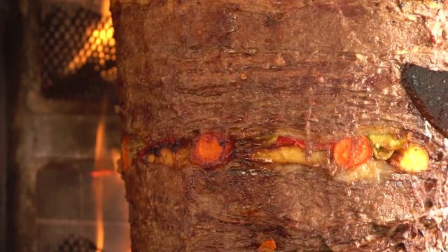 Turkish doner kebab with vegetables. Traditional kebab at Bodrum, Mugla - TURKEY