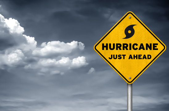 Hurricane just ahead - road sign symbol