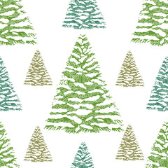 Christmas trees wrapping paper, seamless pattern  - 123039332