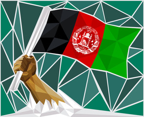 Strong Hand Raising The Flag Of Afghanistan