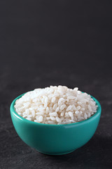 Rice bowl on black background