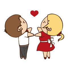 Couple cute characters man and woman in love.