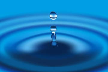 Falling water drop background, realistic vector background