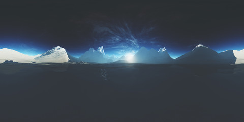 Antarctica Ice Fields and Mountains VR360