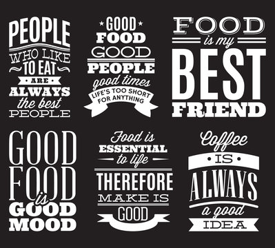 set of vintage typographic food quotes to the menu or t-shift