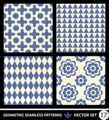 Abstract geometric backgrounds set, modern seamless pattern