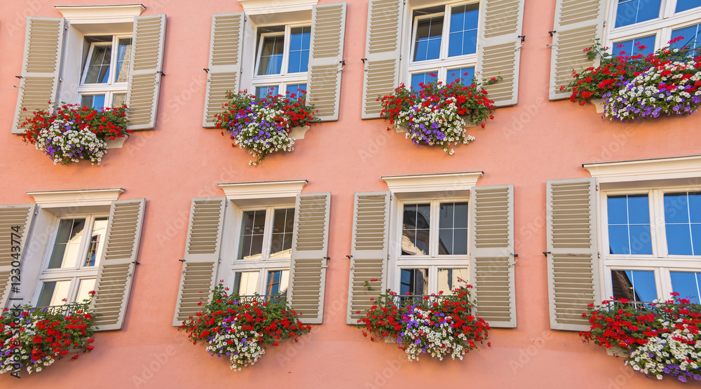 Wall mural Tyrolean windows in Kitzbuhel, Austria