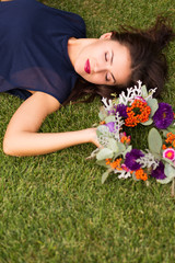 Naklejka premium Romantic woman with a flower crown
