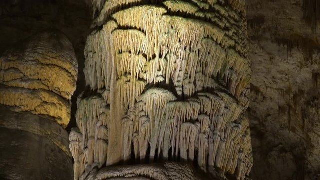 Tracking Shot of Stalagmite in Carlsbad Caverns -Tilt Up1-