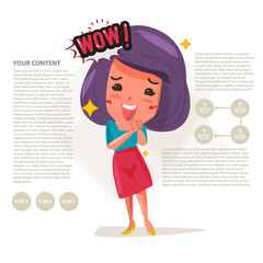wow surprise girls. character design -vector