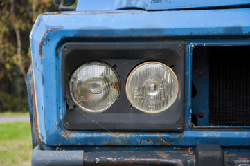 Blue SUV on the meadow