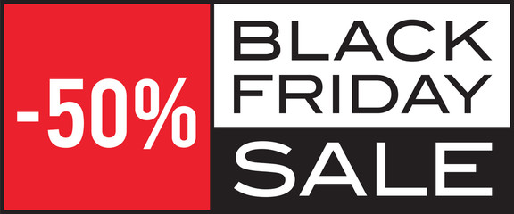 Fototapeta premium Black Friday Sale, -50%, seasonal sale, vector design