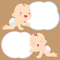 cute baby boy and girl space frame