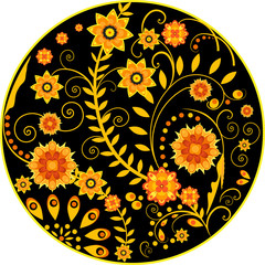 Russian national pattern khokhloma. Traditional Folk Ornament in Russia. Vector.