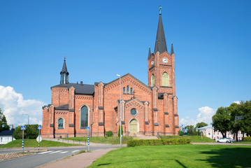 Old Lutheran church in the town of Loviisa, sunny august day. Finland