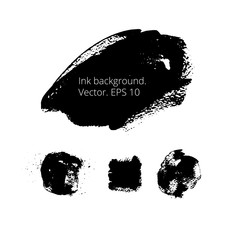 Set of black hand drawn banners, abstract creative textures made with ink. Brush strokes.Vector. EPS 10. Grunge illustrations. Black spots template. Collection freehand shapes.