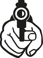 Looking in front of a gun in a hand