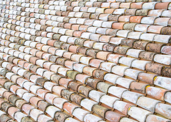 Architectural theme. Weathered roof tile background, Italian roof.
