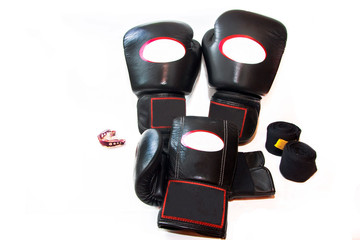 Set of boxing gloves. Gloves for boxing, Thai boxing, Muay Thai, Thai boxing, kickboxing and martial arts.