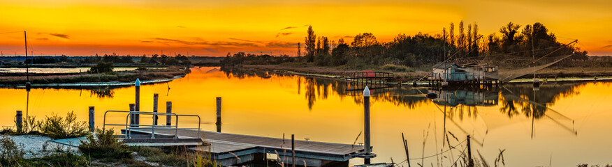 sunset on fishing trabuchet