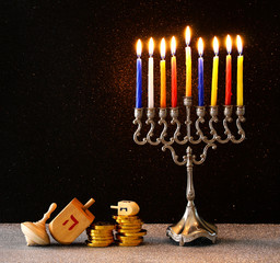 Image of jewish holiday Hanukkah background © tomertu