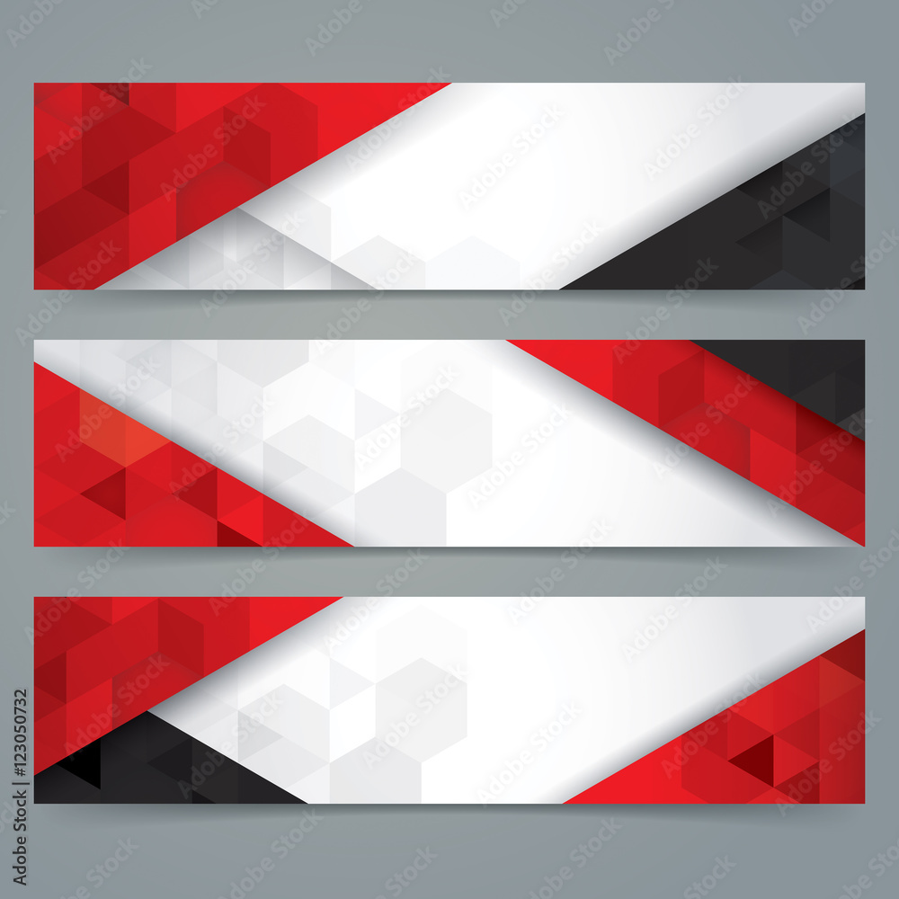 Wall mural white, red and black abstract background banner.