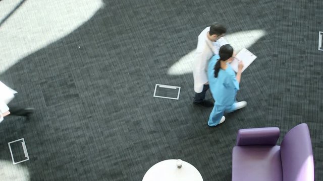 Doctors Walking, View From Above