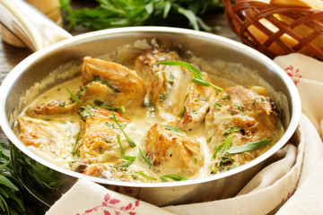 Delicious sauteed chicken with tarragon.