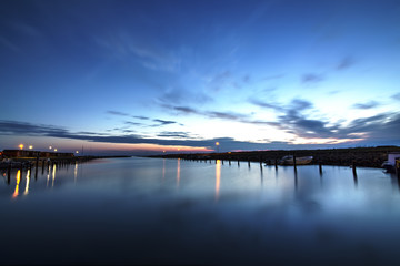 Harbor at twilight/Amazing long exposure hdr photo of a harbor at the blue hour