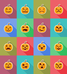 halloween pumpkin flat icons vector illustration