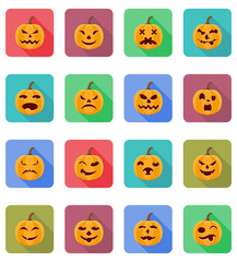 halloween pumpkin flat icons vector illustration