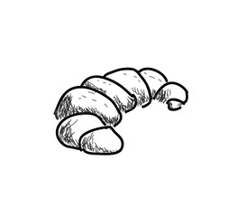 Bakery icon in doodle sketch lines. Bread food breakfast meal croissant