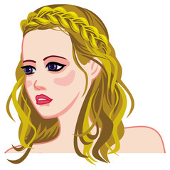 Young girl with braid and curls. 