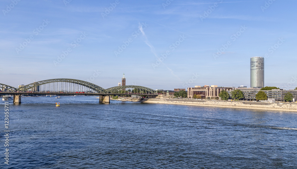 Wall mural skyline of cologne with river rhine