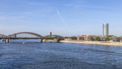 skyline of Cologne with river Rhine