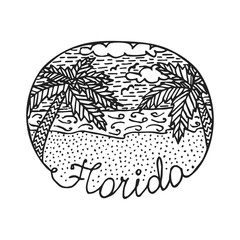Isolated Vintage Florida Logo Template. Florida State Vector Design Element. Western Tee Print Design.