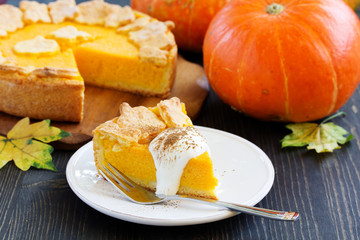 Pumpkin Pie on Thanksgiving Day feast.