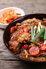Jjimdak, a korean braised chicken dish. The city of Andong in South Korea is well known for this dish.